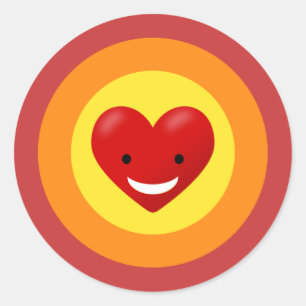 Pegatina Redonda Corazón de amor feliz