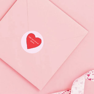 Pegatina Redonda Corazón de amor rojo