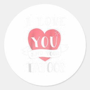 Pegatina Redonda Corazón De Amor Rojo Y Tatuajes En Regalo Día de S