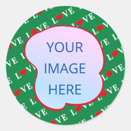 Pegatina Redonda Corazón de AMOR verde