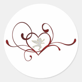 Pegatina Redonda Corazón de ángel