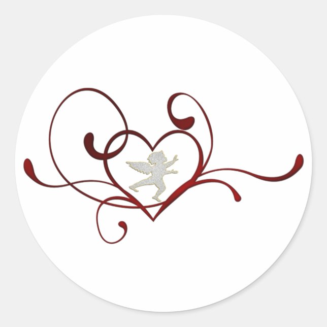 Pegatina Redonda Corazón de ángel (Anverso)