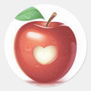 Pegatina Redonda Corazón de Apple