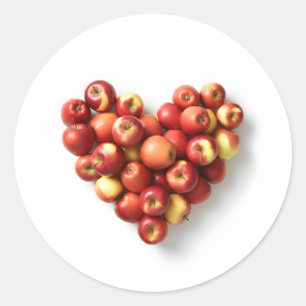 Pegatina Redonda Corazón de Apple