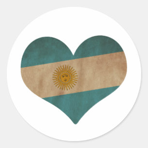 Pegatina Redonda Corazón de Argentina