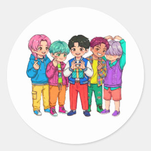 Pegatina Redonda Corazón de banda de chicos KPOP