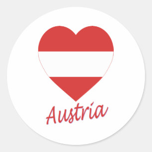 Pegatina Redonda Corazón de bandera austriaca (civil)