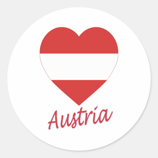 Pegatina Redonda Corazón de bandera austriaca (civil) (Anverso)