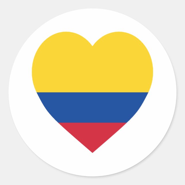 Pegatina Redonda Corazón de bandera de Colombia (Anverso)