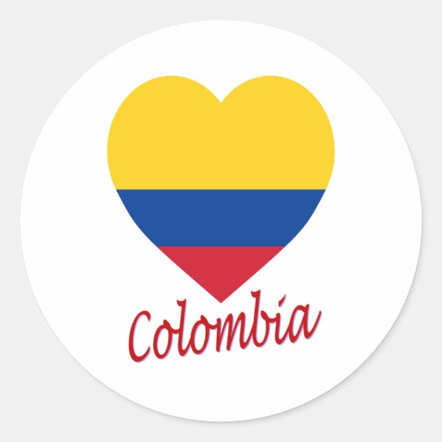Pegatina Redonda Corazón de bandera de Colombia (Anverso)