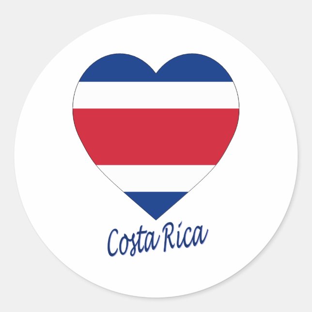 Pegatina Redonda Corazón de bandera de Costa Rica (civil) (Anverso)