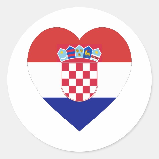 Pegatina Redonda Corazón de bandera de Croacia (Anverso)