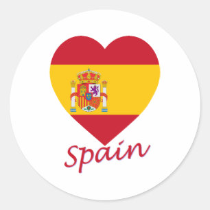 Pegatina Redonda Corazón de bandera de España