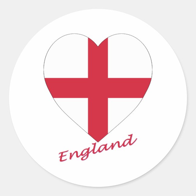 Pegatina Redonda Corazón de bandera de Inglaterra (Anverso)