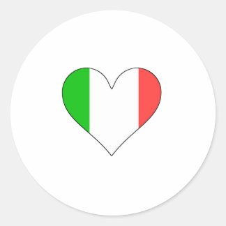 Pegatina Redonda Corazón de bandera de Italia