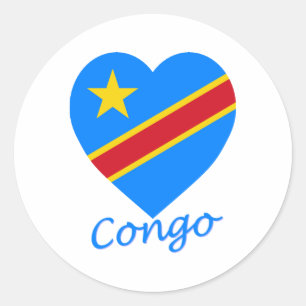 Pegatina Redonda Corazón de bandera de la República Democrática del