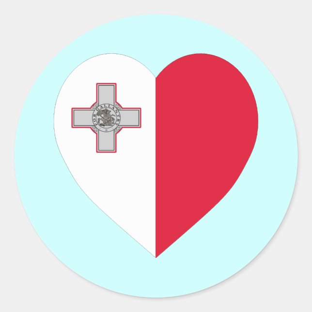 Pegatina Redonda Corazón de bandera de Malta (Anverso)