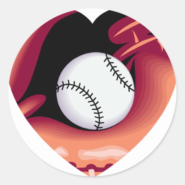 Pegatina Redonda Corazón de Béisbol (Anverso)