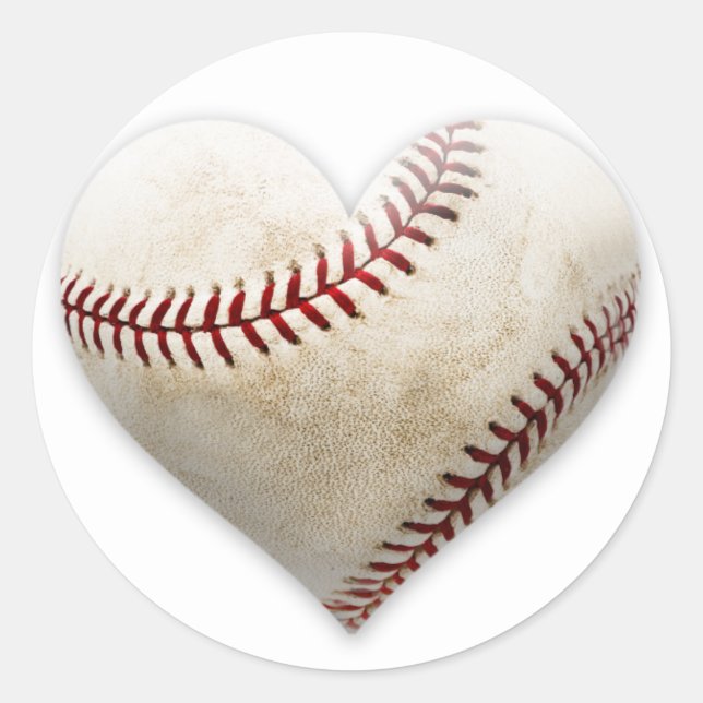 Pegatina Redonda Corazón de Béisbol (Anverso)