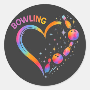 Pegatina Redonda Corazón de bolos Bolos coloridos Amantes del bolic