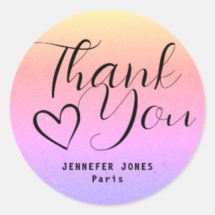 Pegatina Redonda Corazón de caligrafía Minimalista simple de arcoir