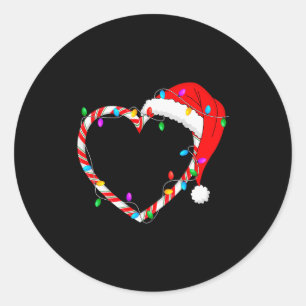 Pegatina Redonda Corazón de Caramelo de Navidad Hombres de Caramelo