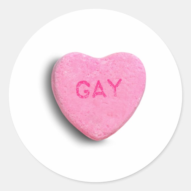 Pegatina Redonda Corazón de caramelo gay (Anverso)
