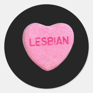 Pegatina Redonda Corazón de Caramelo Lesbiano