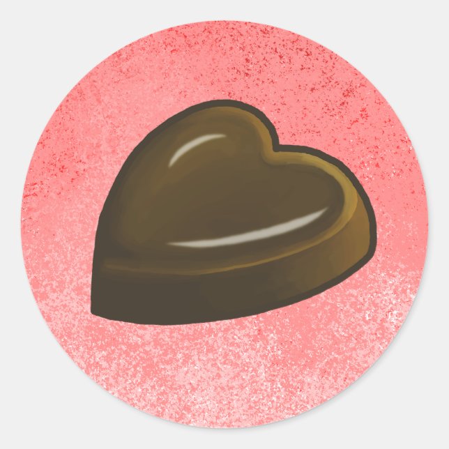 Pegatina Redonda Corazón de Chocolate del Día de San Valentín (Anverso)