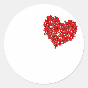 Pegatina Redonda Corazón de cráneos - punk alternativo de la roca