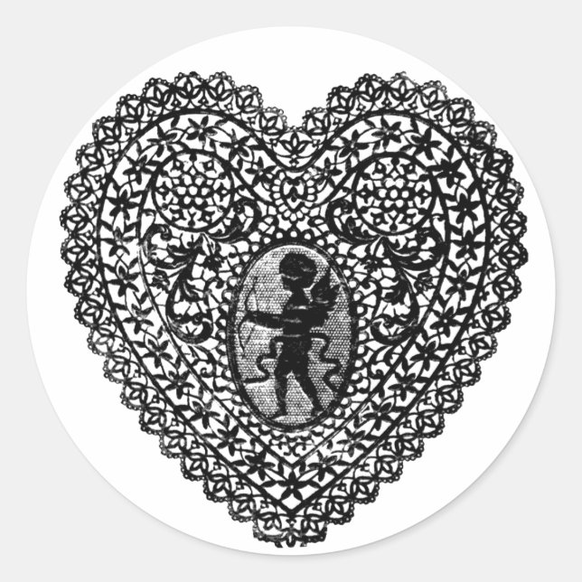 PEGATINA REDONDA CORAZÓN DE CUPID LACE (Anverso)
