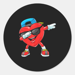 Pegatina Redonda Corazón de Dabbing Día de San Valentín Baile Dab N