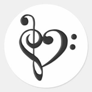 Pegatina Redonda Corazón de diseño musical