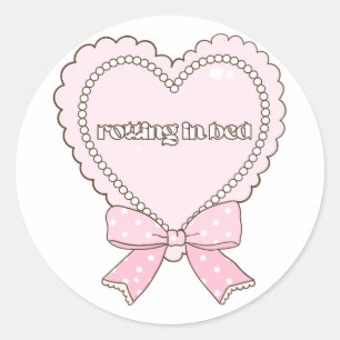 Pegatina Redonda Corazón de diseño podrido en la cama Perlas y la