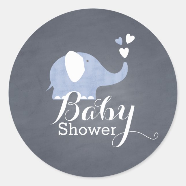 Pegatina Redonda Corazón de Elefante Azul (Anverso)