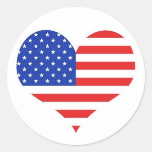 Pegatina Redonda Corazón de Estados Unidos