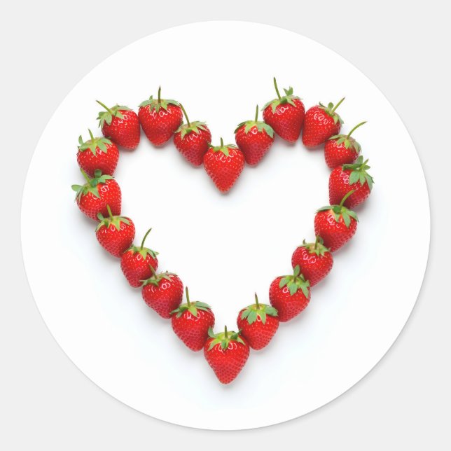 Pegatina Redonda Corazón de fresa (Anverso)