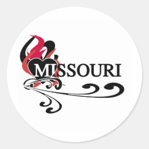 Pegatina Redonda Corazón de Fuego Missouri