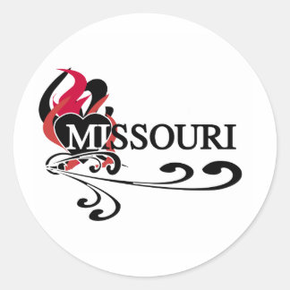Pegatina Redonda Corazón de Fuego Missouri