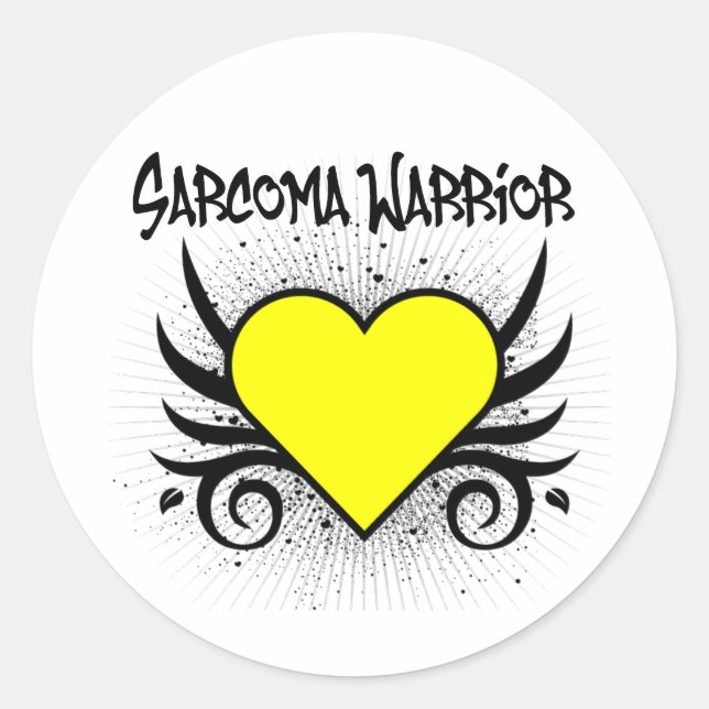 Pegatina Redonda Corazón de guerrero de Sarcoma (Anverso)