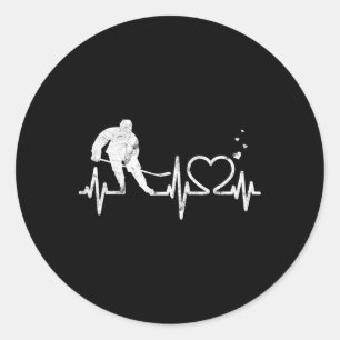 Pegatina Redonda Corazón de hockey sobre hielo San Valentín Latido 