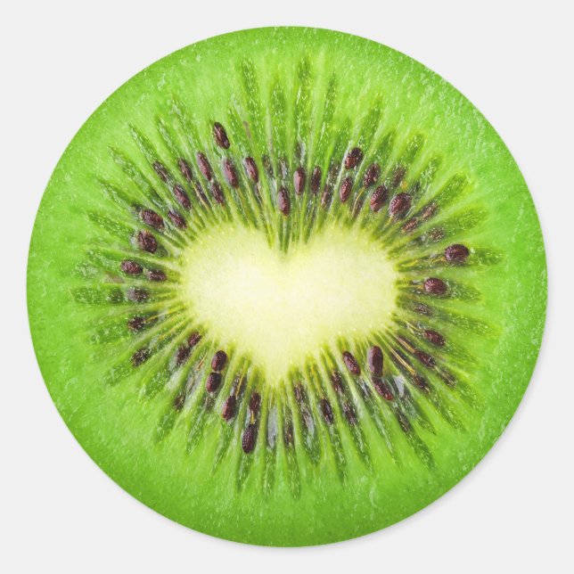 Pegatina Redonda Corazón de Kiwi (Anverso)