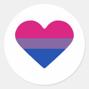 Pegatina Redonda Corazón de la Bandera del Orgullo Bisexual
