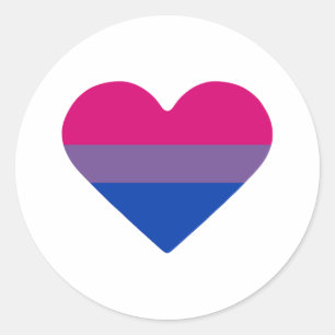 Pegatina Redonda Corazón de la Bandera del Orgullo Bisexual
