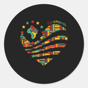 Pegatina Redonda Corazón de la historia negra de la libertad africa