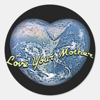 Pegatina Redonda Corazón de la Tierra: Ama a tu madre