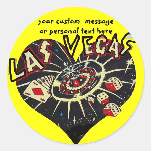 Pegatina Redonda Corazón de Las Vegas (Anverso)
