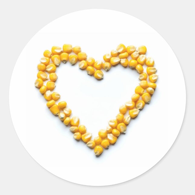 Pegatina Redonda Corazón de maíz dulce (Anverso)