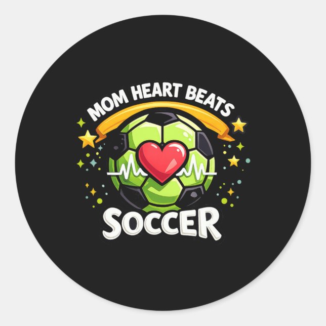 Pegatina Redonda Corazón de mamá late fútbol  (Anverso)