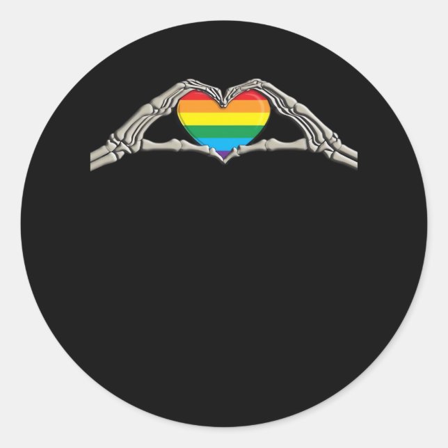 Pegatina Redonda Corazón de manos óseas activo (Anverso)
